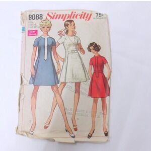 Simplicity Sewing Pattern Dress Mod Shift Mini A Line Vintage 8088‎ Miss / #6353